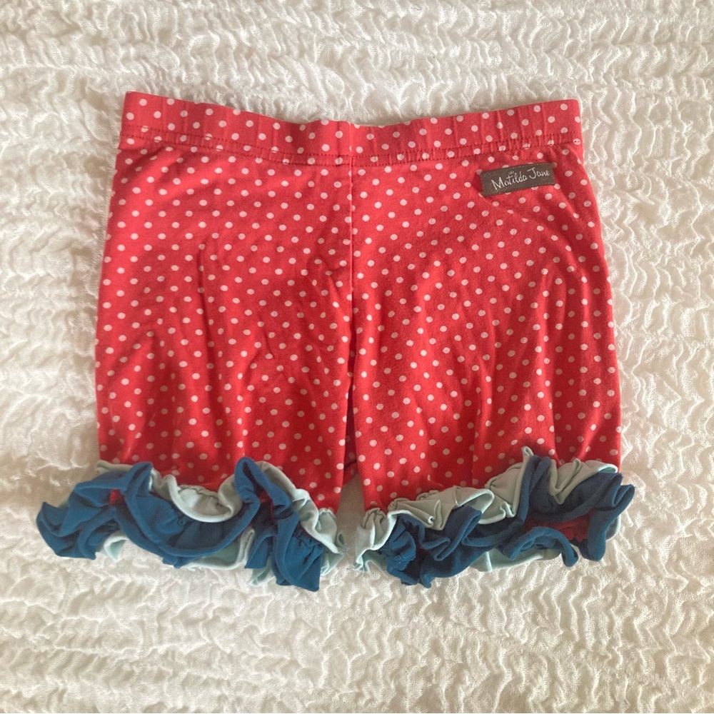 Matilda Jane Red and White Polka Dot Shorts with Ruffle Trim size 6